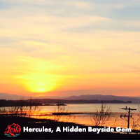 Leila by the Bay - Hercules, A Hidden Bayside Gem - Sunset, logo and texts.